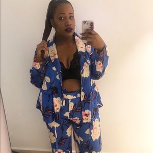 Two piece pajamas satin set